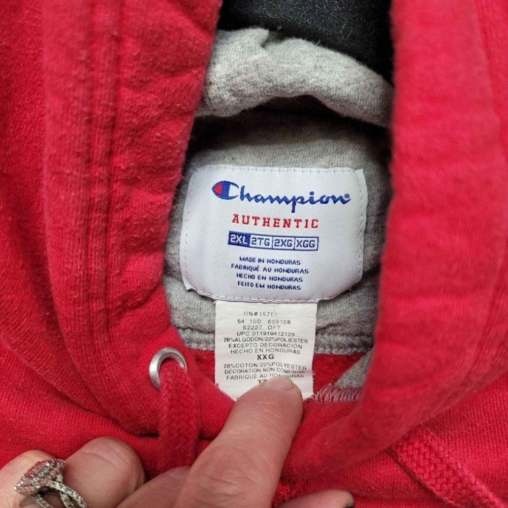 Red Champion hoodie men's size 2XL - Picture 3 of 6